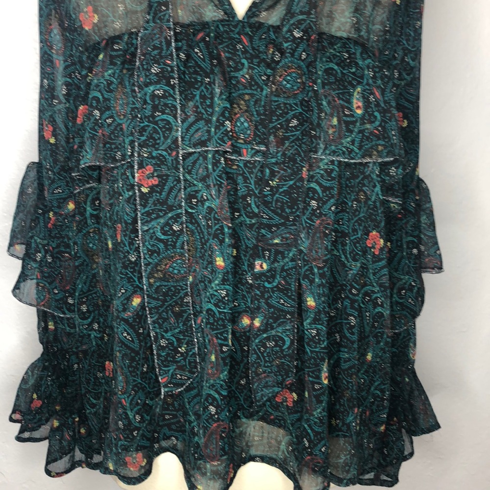 Lucky Brand Boho Printed Ruffle Top Size S - Picture 6 of 9